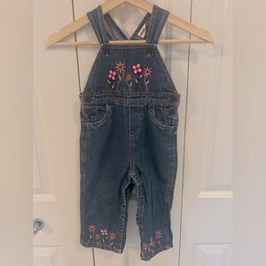 Vintage floral‎ embroidered denim overalls 18-24 M